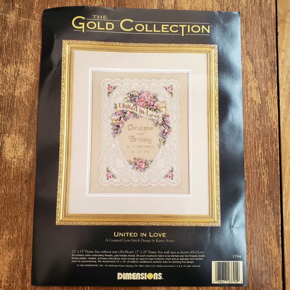 Vtg 1995 "UNITED IN LOVE" Dimensions Gold Collection Cross Stitch Kit 3794 RARE